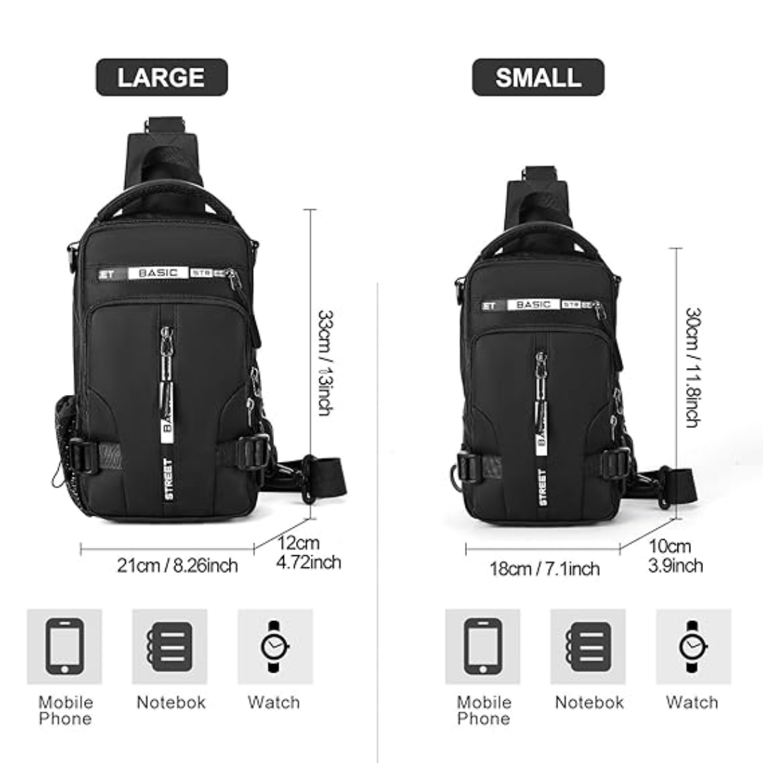 Compact Crossbody Sling Backpack - UrbanLite-Black Small-Nora Luxe