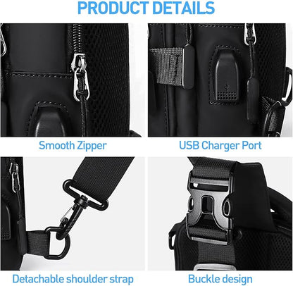 Compact Crossbody Sling Backpack - UrbanLite-Black Small-Nora Luxe