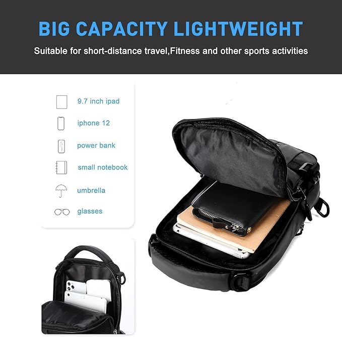 Compact Crossbody Sling Backpack - UrbanLite-Black Small-Nora Luxe