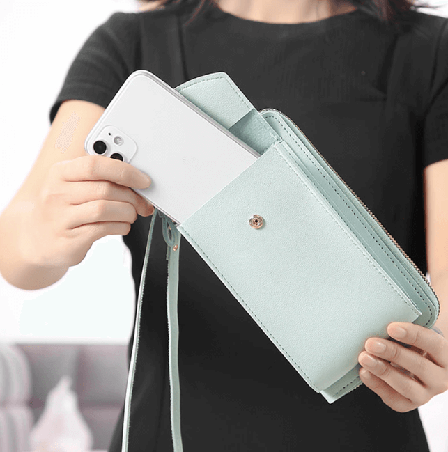 Small Synthetic Leather Cross Body Handbag with Adjustable Strap