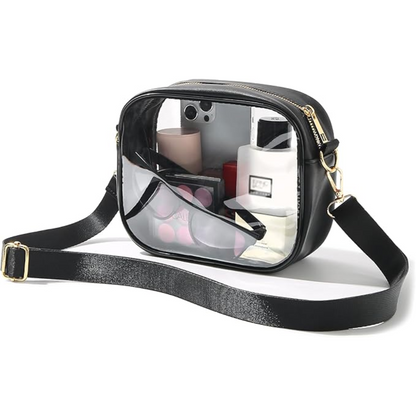 Compact Transparent Crossbody Bag - VisiBag-Black-Nora Luxe