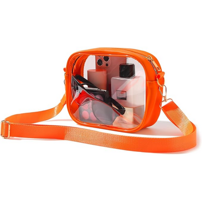 Compact Transparent Crossbody Bag - VisiBag-Orange-Nora Luxe