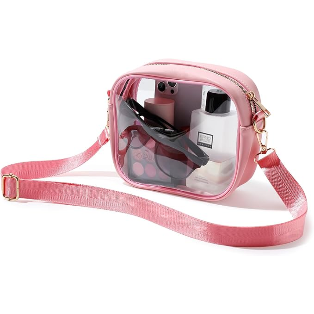 Compact Transparent Crossbody Bag - VisiBag-Pink-Nora Luxe