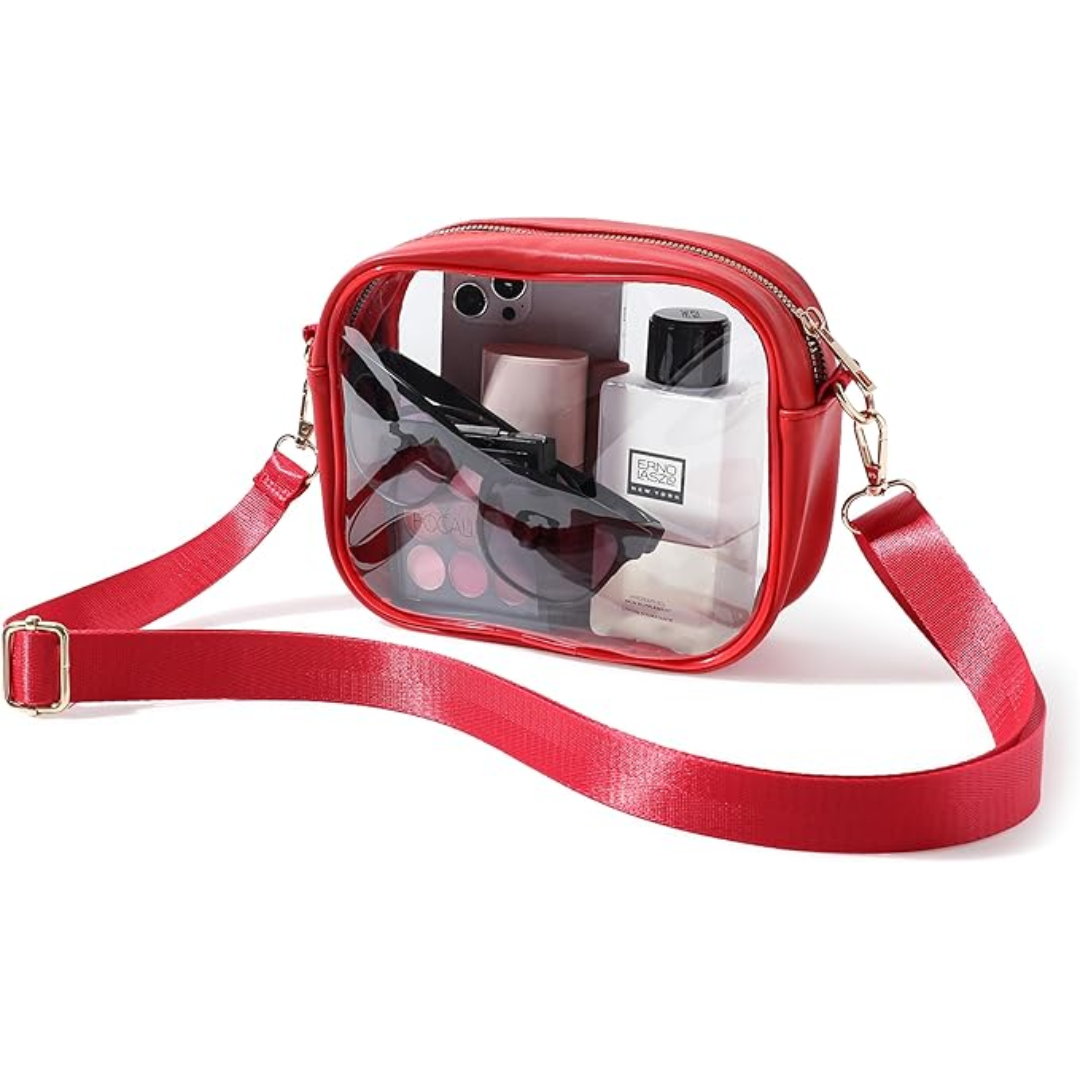 Compact Transparent Crossbody Bag - VisiBag-Red-Nora Luxe