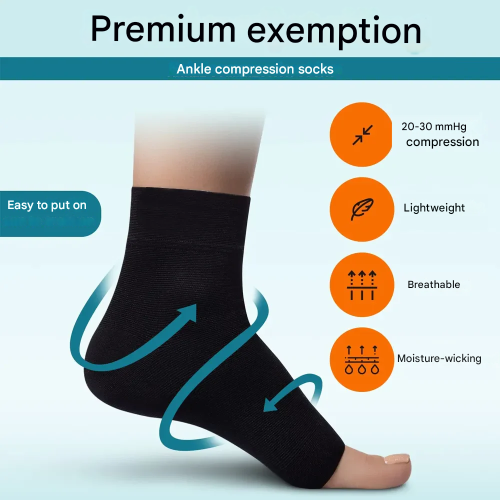 Compression Ankle Socks for Neuropathy - AnkleSupport Pro-Black and White-M (2-9) - see size chart-Nora Luxe