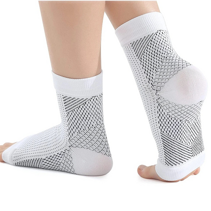 Compression Ankle Socks for Neuropathy - AnkleSupport Pro-White-M (2-9) - see size chart-Nora Luxe