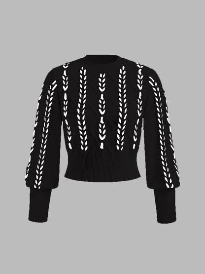Colorblock Fit Crew Neck Sweater