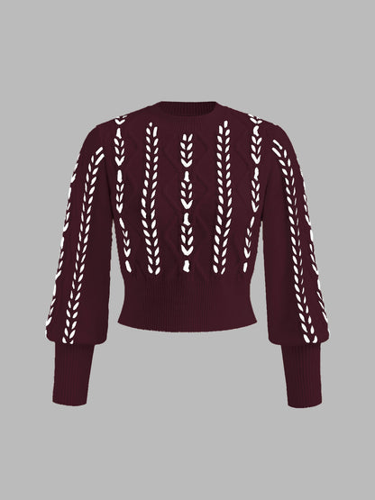 Colorblock Fit Crew Neck Sweater
