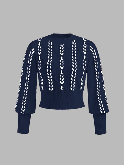 Colorblock Fit Crew Neck Sweater