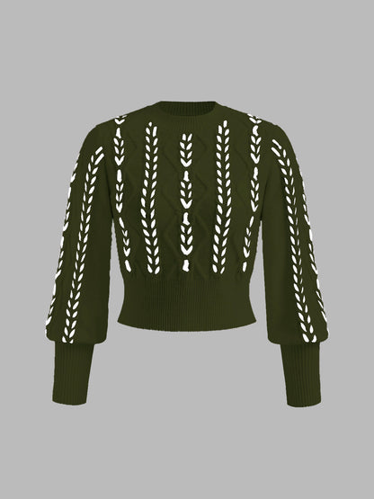 Colorblock Fit Crew Neck Sweater