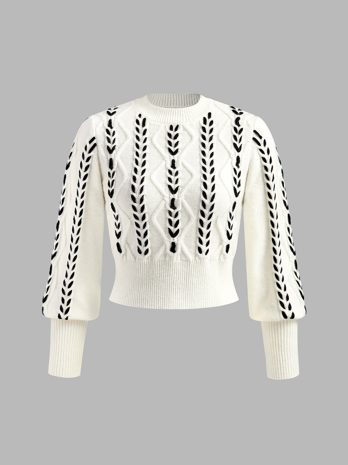 Colorblock Fit Crew Neck Sweater - Pexav