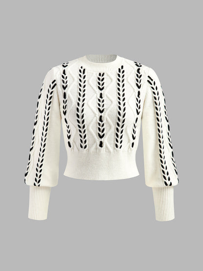 Colorblock Fit Crew Neck Sweater - Pexav