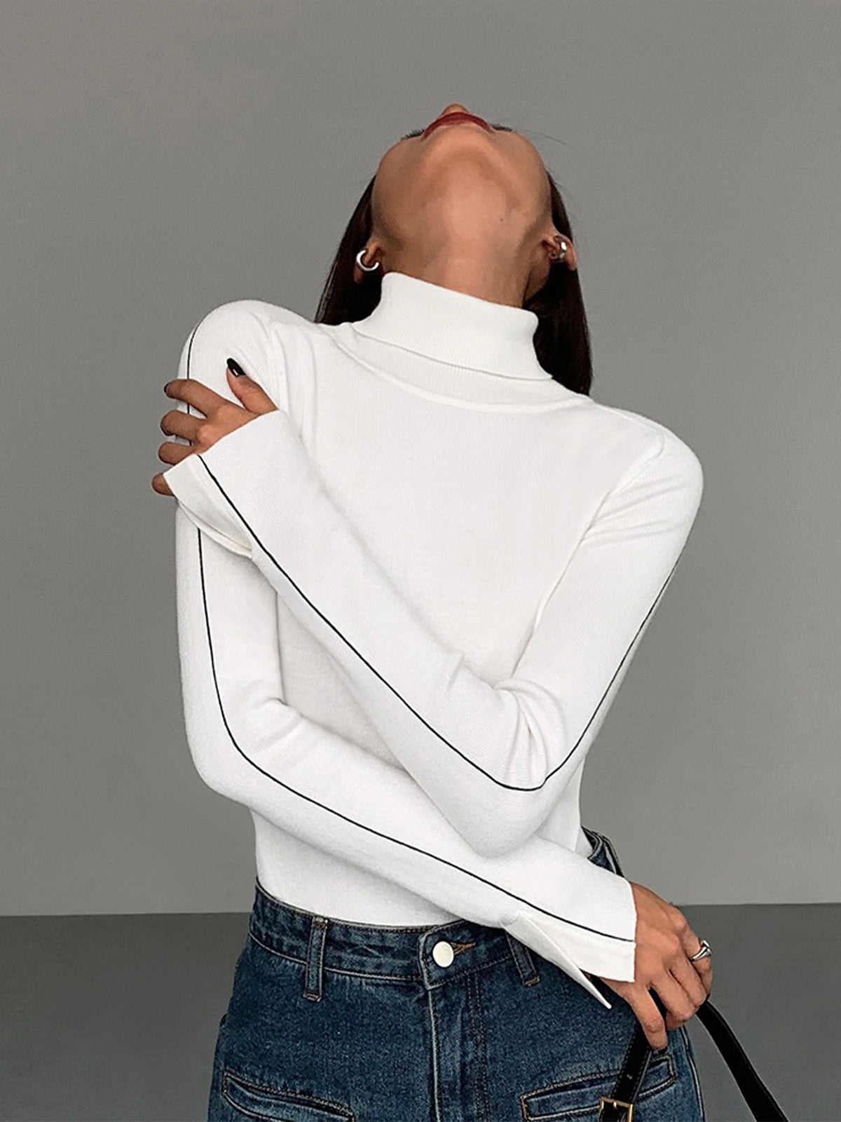 Colorblock Crew Neck Knit Sweater - Pexav