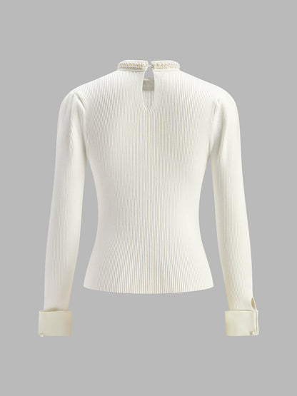 Classic White Button Sweater