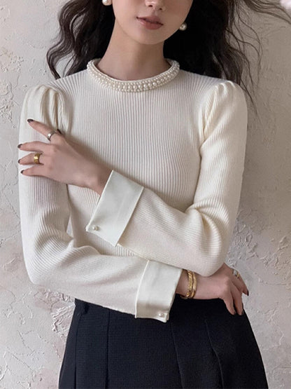 Classic White Button Sweater