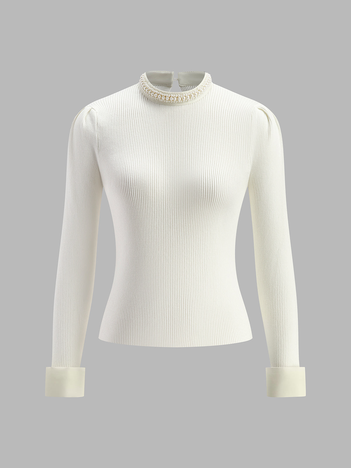 Classic White Button Sweater