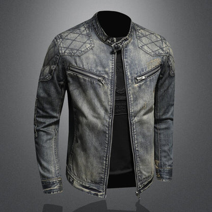 Cool Denim Jacket for Men - Rafael-Denim with Flag-S-Nora Luxe