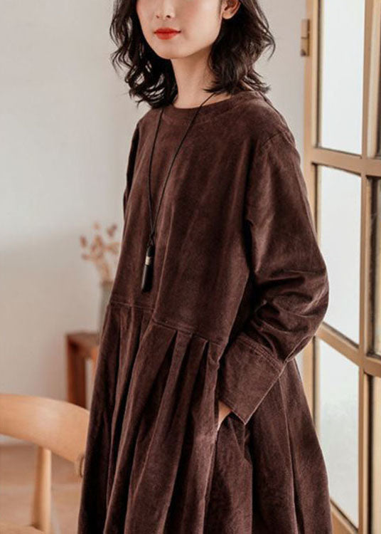 Corduroy Autumn/Winter Dress - Emilia-Blue-S-Nora Luxe