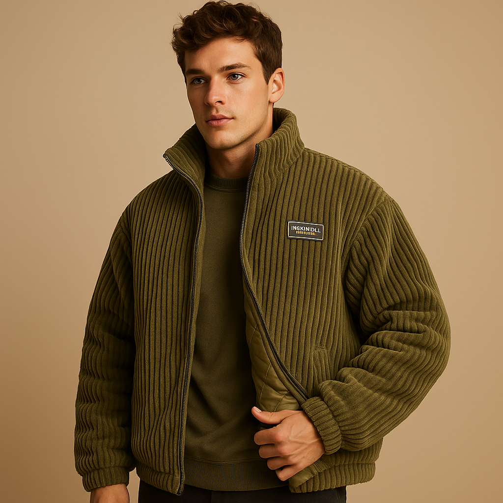 Men’s corduroy jacket with cotton lining, comfortable fit, and durable finish, ideal for autumn and winter casual wear.