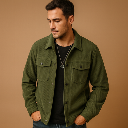 Men’s corduroy jacket with relaxed fit and timeless design, perfect for casual outfits and multi-season wear.