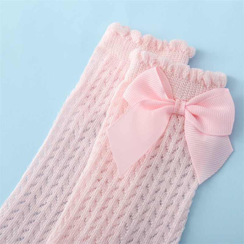 Cotton Baby Socks with Big Bow-White-0-12 Months (S)-Nora Luxe