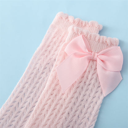 Cotton Baby Socks with Big Bow-White-0-12 Months (S)-Nora Luxe