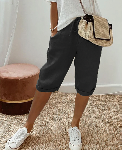 Cotton Ladies' Shorts - BreezeFlow-Black-S-Nora Luxe