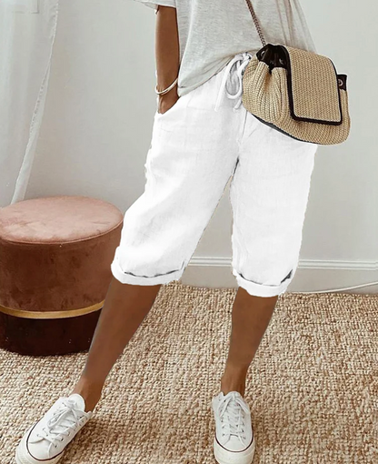 Cotton Ladies' Shorts - BreezeFlow-White-S-Nora Luxe