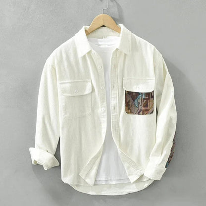Cotton Men's Shirt with Long Sleeves - Quinten-White-XS-Nora Luxe
