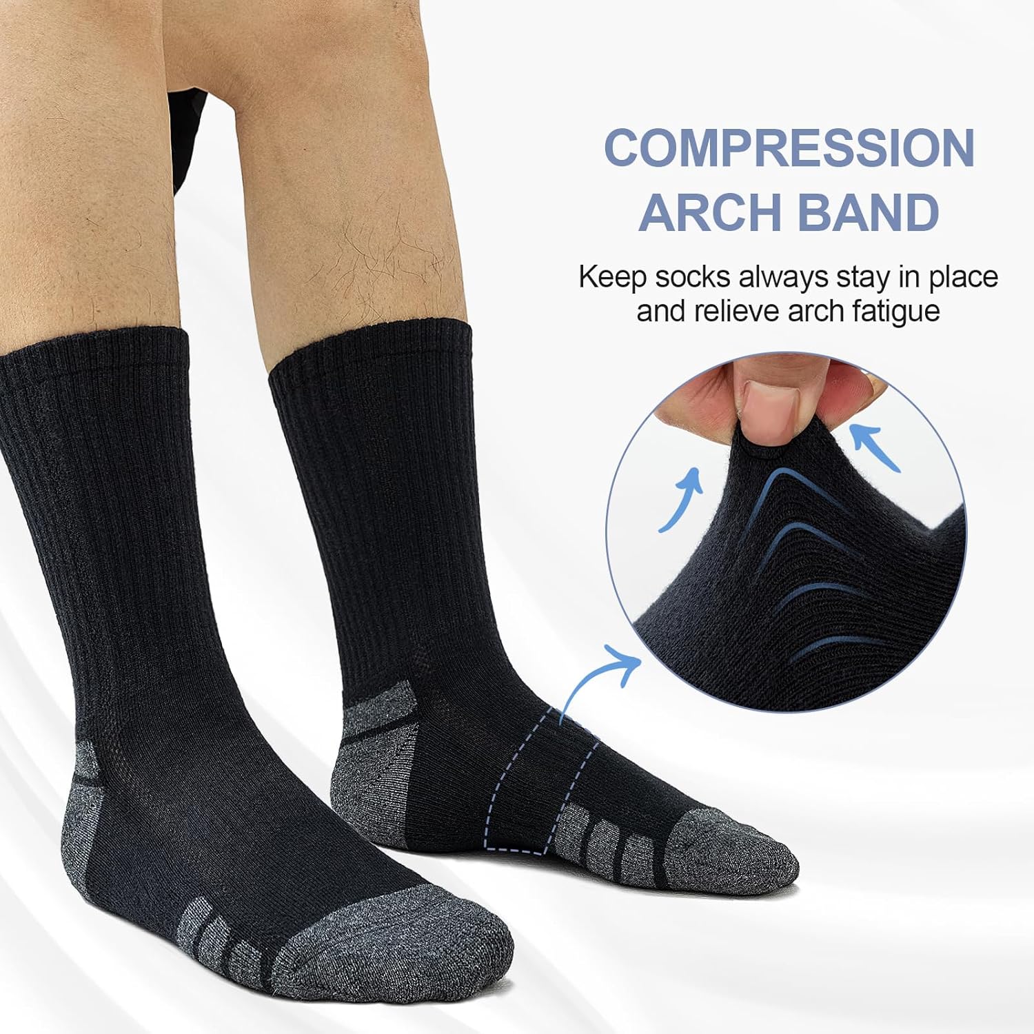 Cotton Sports Socks Unisex (6 Pairs) - Robin-Black-S - 6.5-8.5-Nora Luxe