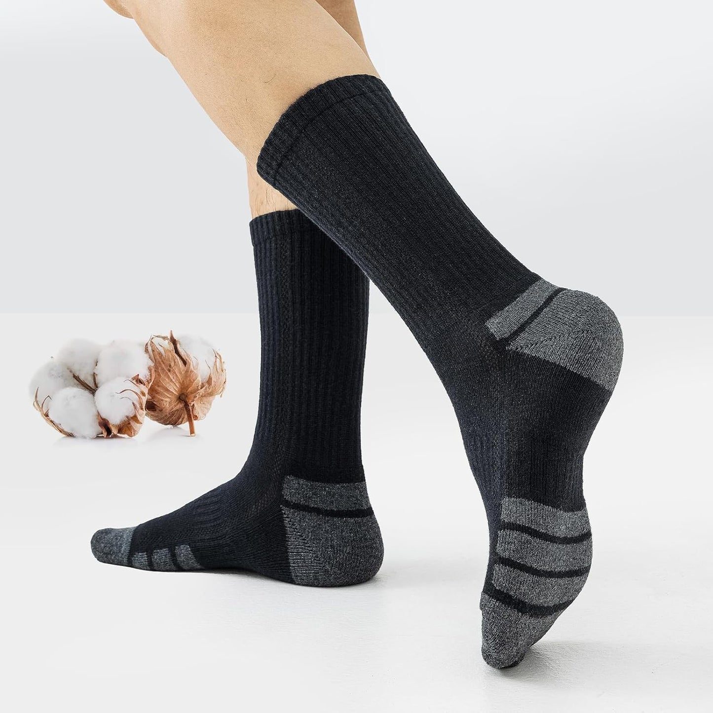 Cotton Sports Socks Unisex (6 Pairs) - Robin-Black-S - 6.5-8.5-Nora Luxe