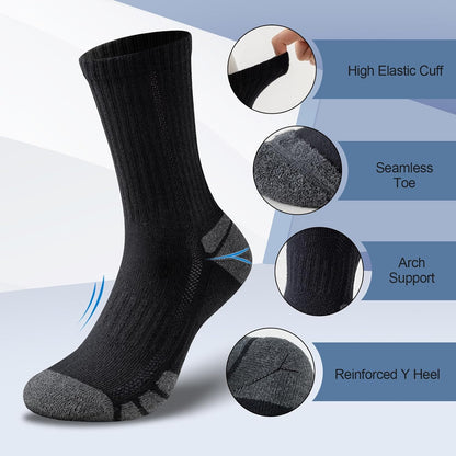 Cotton Sports Socks Unisex (6 Pairs) - Robin-Black-S - 6.5-8.5-Nora Luxe