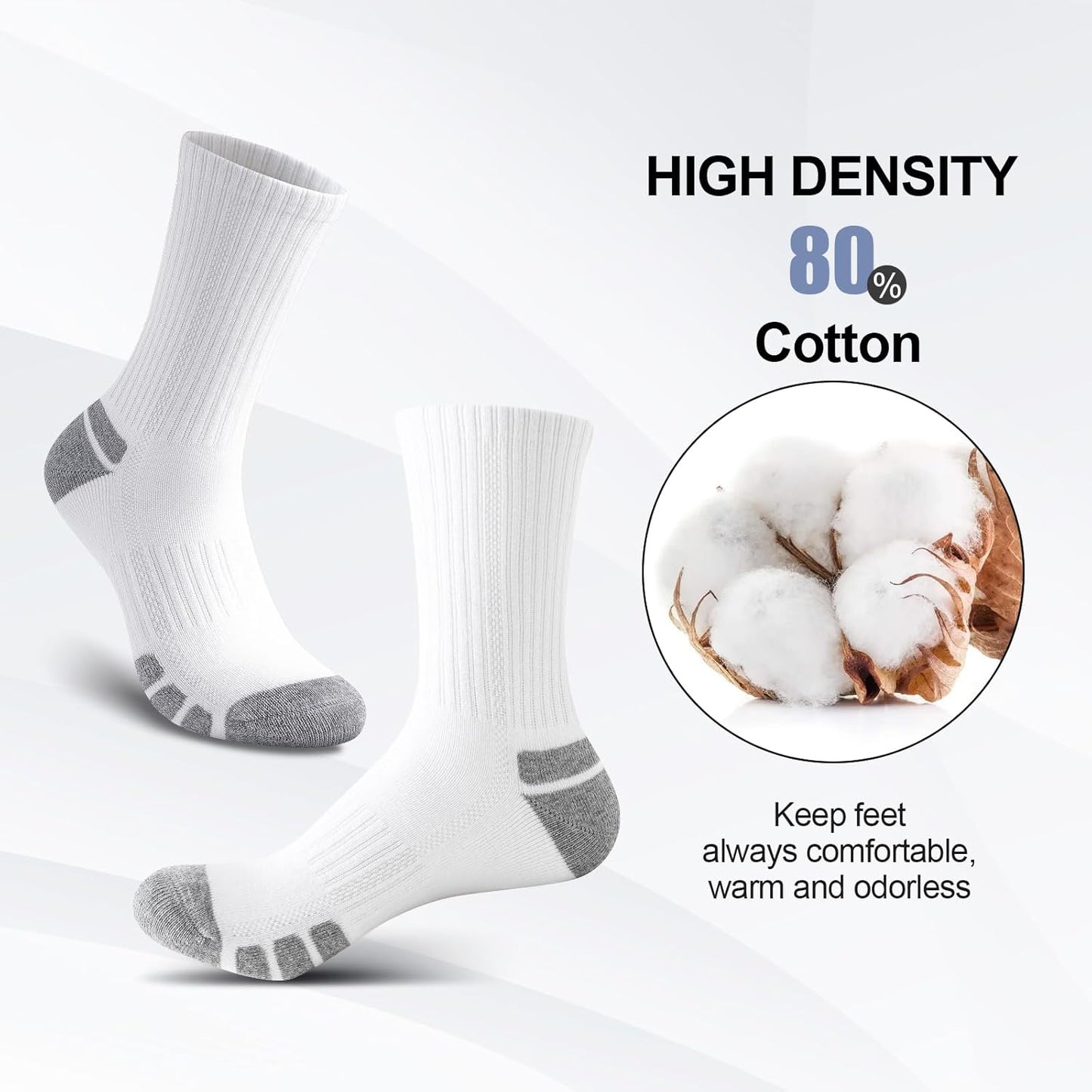 Cotton Sports Socks Unisex (6 Pairs) - Robin-Black-S - 6.5-8.5-Nora Luxe