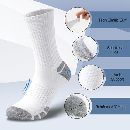Cotton Sports Socks Unisex (6 Pairs) - Robin-Black-S - 6.5-8.5-Nora Luxe