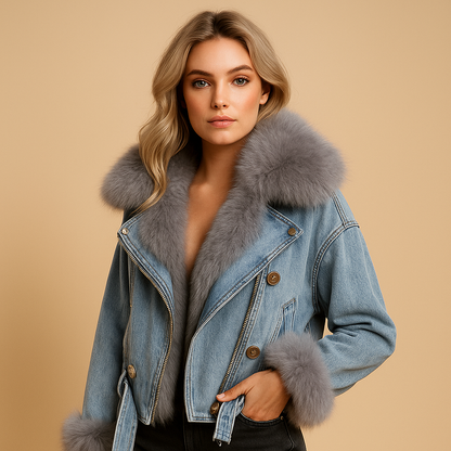 Fitted Womens Denim Winter Coat - Nocini