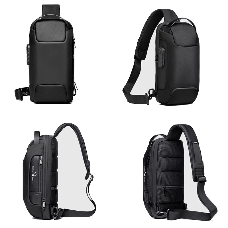 Small Secure Crossbody Bag with USB Charger for Men