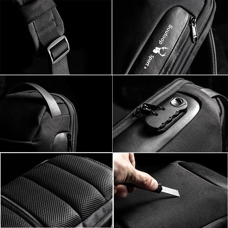 Small Secure Crossbody Bag with USB Charger for Men