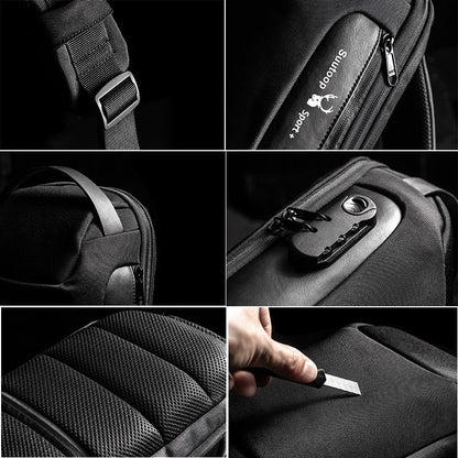 Small Secure Crossbody Bag with USB Charger for Men