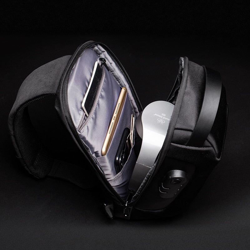 Small Secure Crossbody Bag with USB Charger for Men