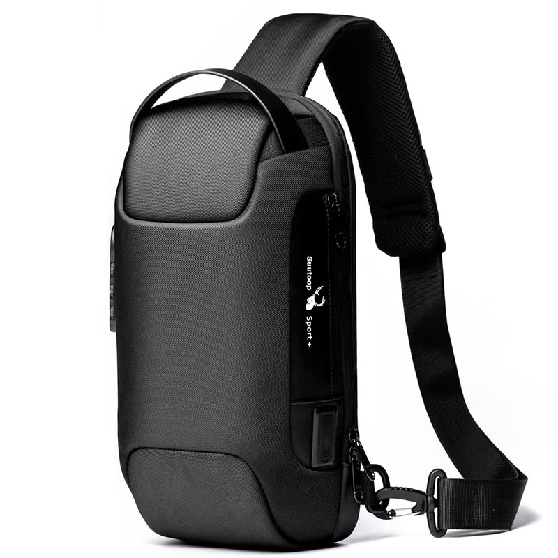 Small Secure Crossbody Bag with USB Charger for Men - Pexav