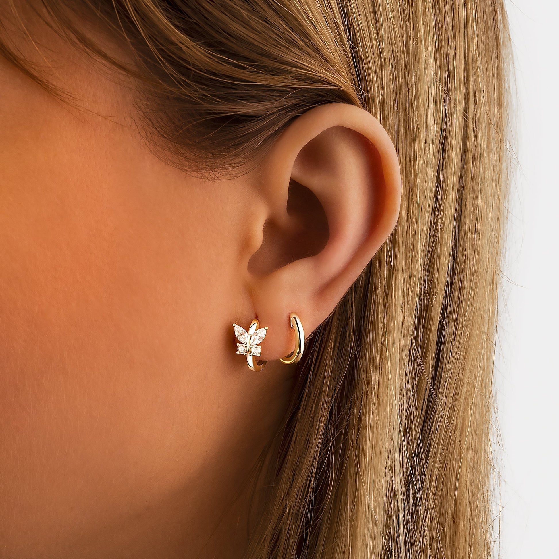 Crystal Butterfly Earrings - Auryn-Silver-Nora Luxe