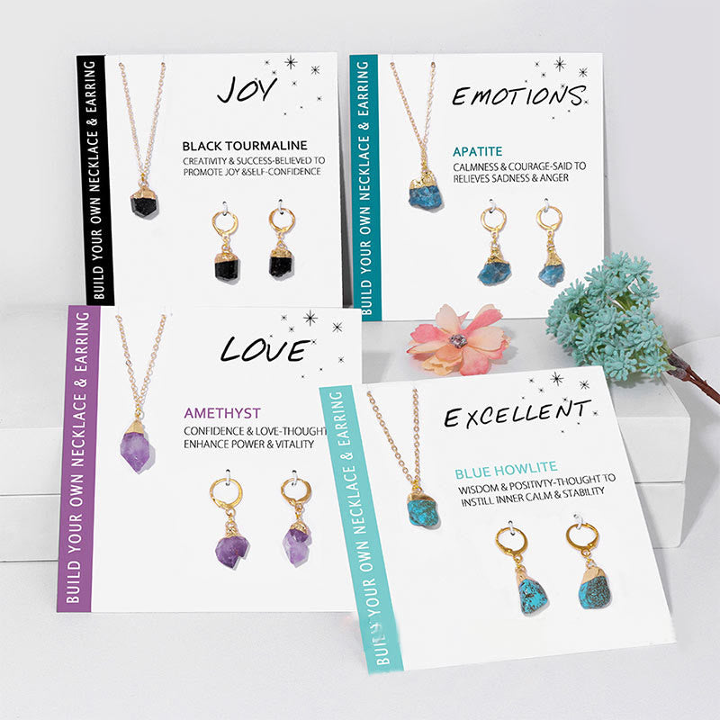 Sparkling Gemstone Necklace and Earring Set - Pexav