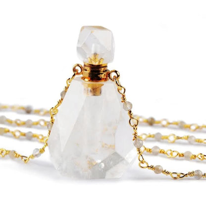 Crystal Perfume Bottle Necklace - Iris-Clear Crystal-Nora Luxe