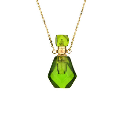 Crystal Perfume Bottle Necklace - Iris-Emerald-Nora Luxe