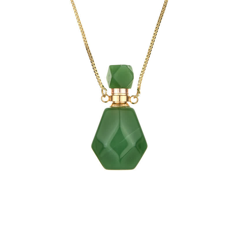 Crystal Perfume Bottle Necklace - Iris-Green Aventurine-Nora Luxe