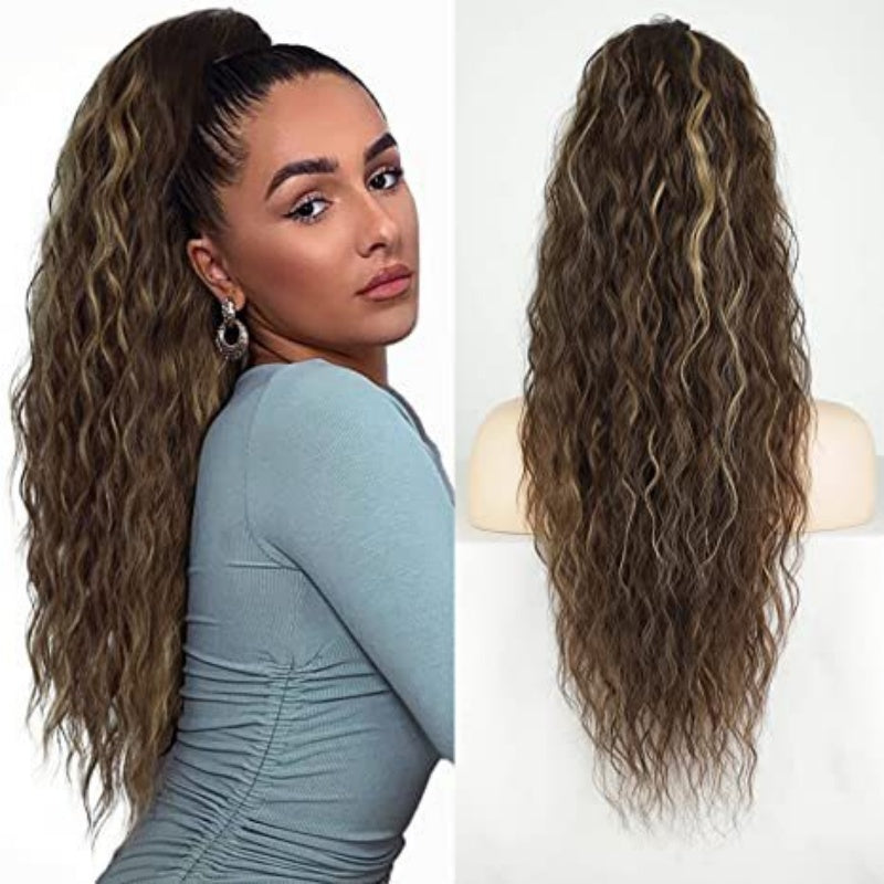 Curly Clip-in Ponytail – Nayla-Light brown-Nora Luxe