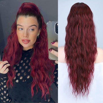 Curly Clip-in Ponytail – Nayla-Red-Nora Luxe