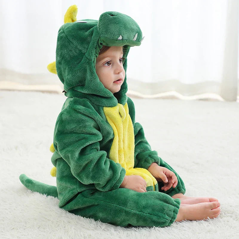 Cute Animals Baby Onesies - SnugglePals-Green Dinosaur-0-6 months-Nora Luxe