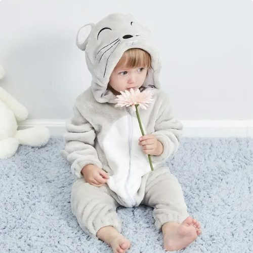 Cute Animals Baby Onesies - SnugglePals-Mouse-0-6 months-Nora Luxe