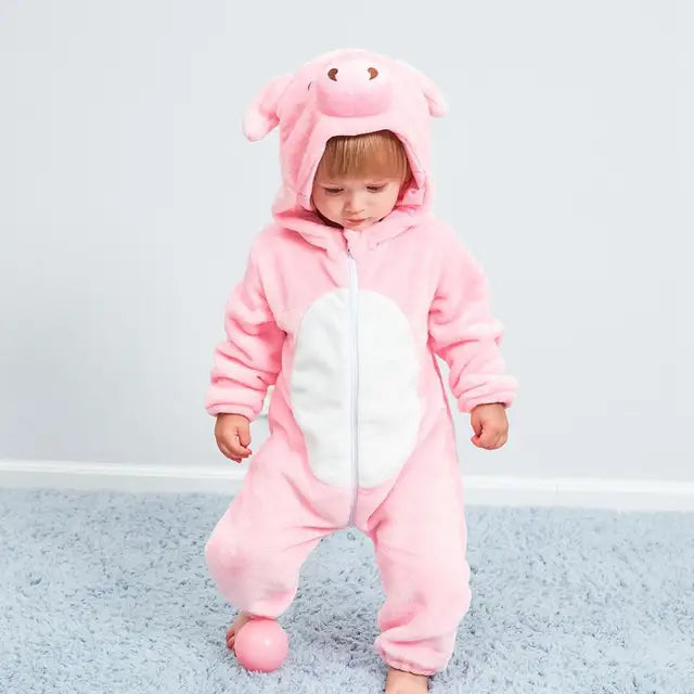 Cute Animals Baby Onesies - SnugglePals-Pink Pig-0-6 months-Nora Luxe